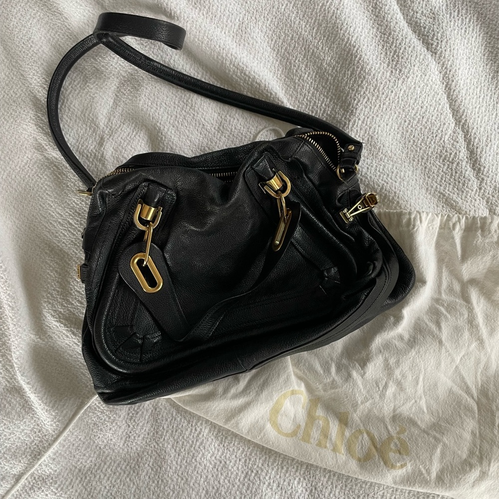 Chloe medium black paraty bag with brass hardware